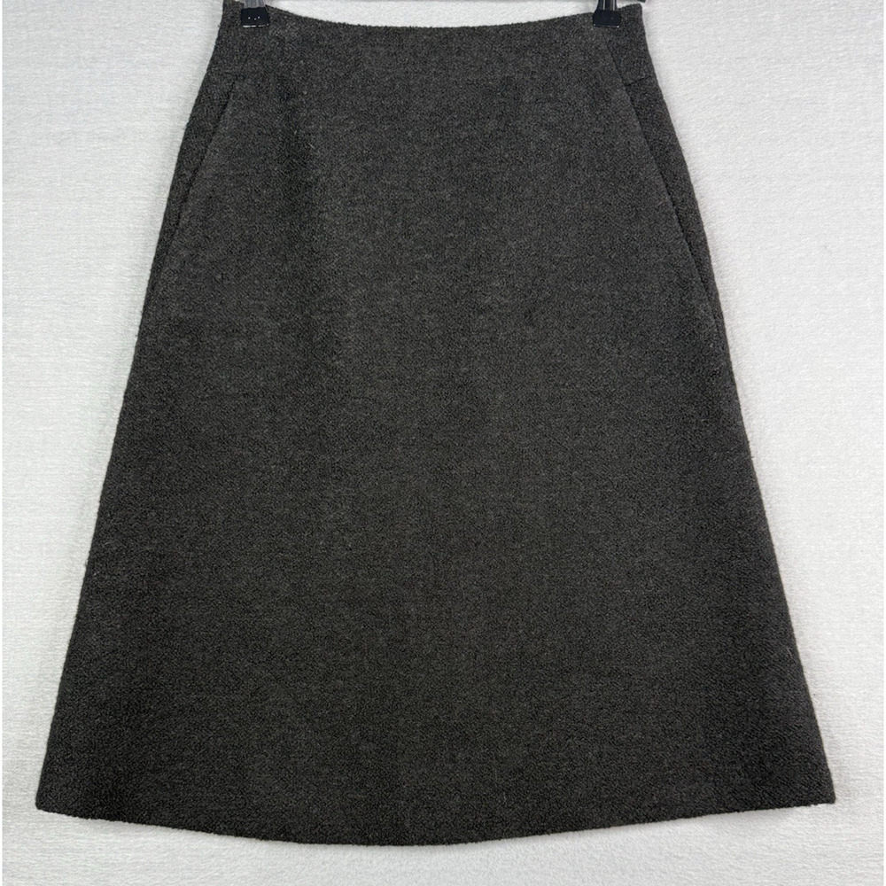 Kate Spade A-Line Midi Skirt Womens Sz 2 Gray Wool Blend Boucle Academia $190